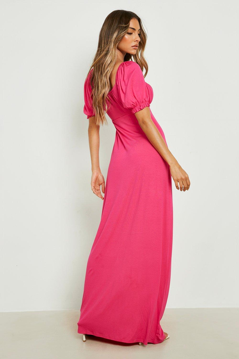 Hot pink clearance gown with sleeves